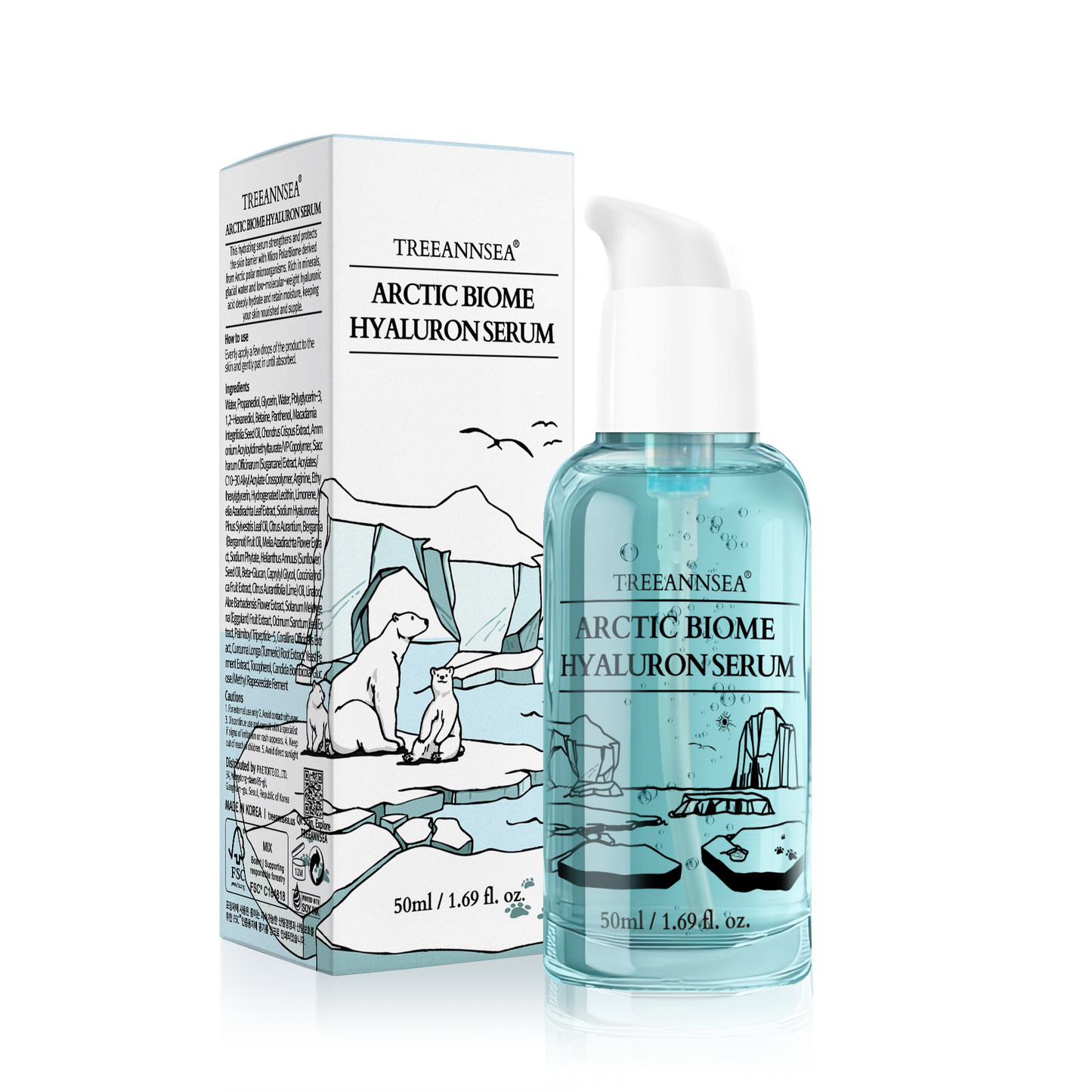 🆕TREEANNSEA Arctic Biome Siero all'acido ialuronico 50 ml