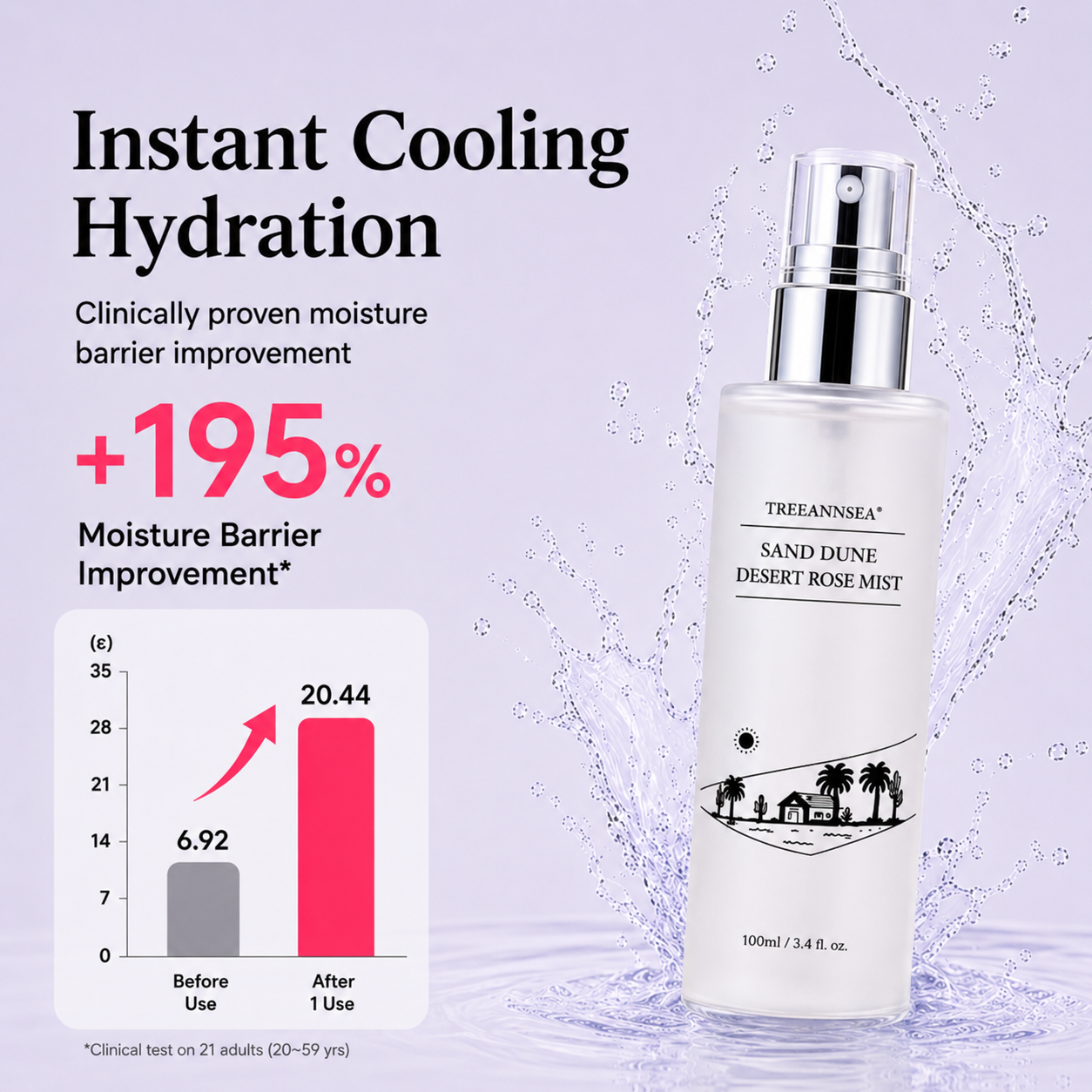 TREEANNSEA Sand Dune Desert Mist 100ml | Spray viso | Cura della pelle coreana, idratante, esfoliante delicato, vegano, senza test sugli animali, senza parabeni