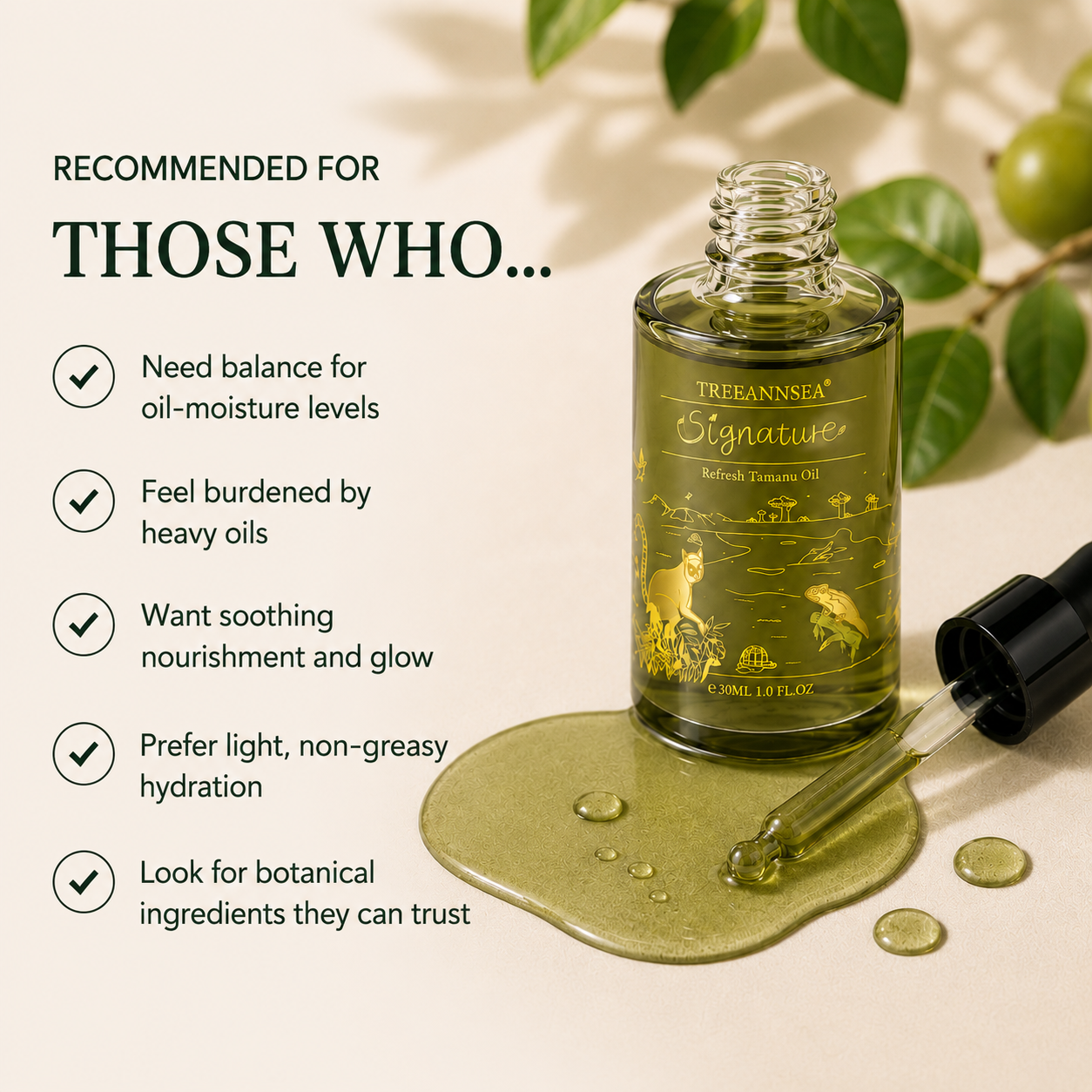 TREEANNSEA Signature Refresh Tamanu Oil 30ml 2set, cura della pelle coreana