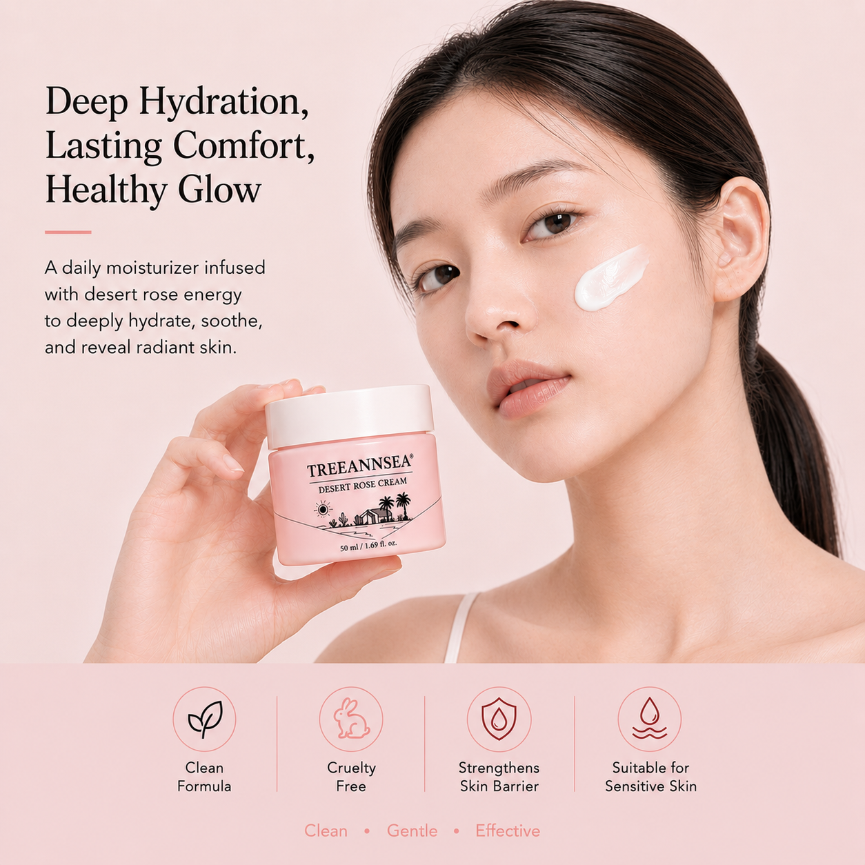 TREEANNSEA Desert Rose Cream 50g, cura della pelle coreana